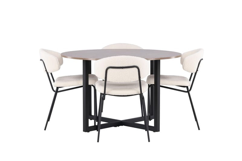 Durango Spisegruppe 120 cm Rund med 4 Chico Stole, Valnøtt