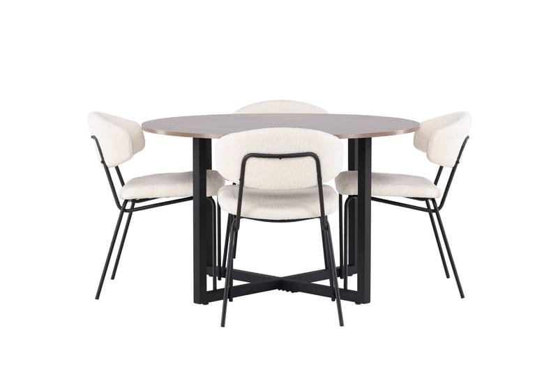 Durango Spisegruppe 120 cm Rund med 4 Chico Stole - Valnøtt - Møbler - Borde - Spisebordssæt
