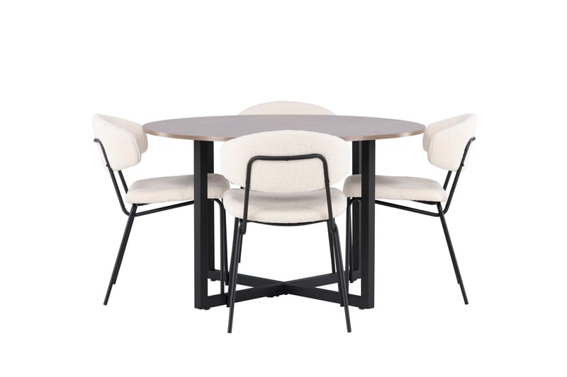Durango Spisegruppe 120 cm Rund med 4 Chico Stole - Valnøtt - Møbler - Borde - Spisebordssæt