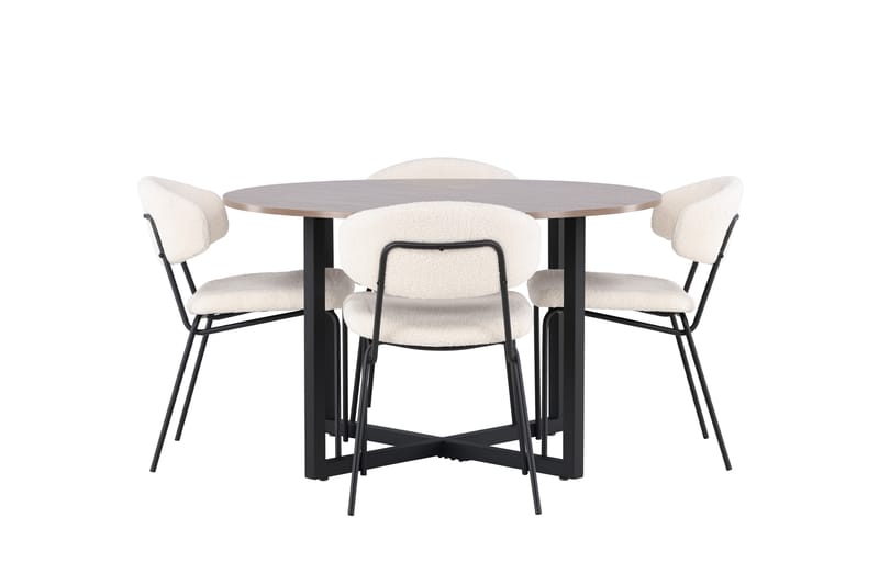 Durango Spisegruppe 120 cm Rund med 4 Chico Stole - Valnøtt - Møbler - Borde - Spisebordssæt