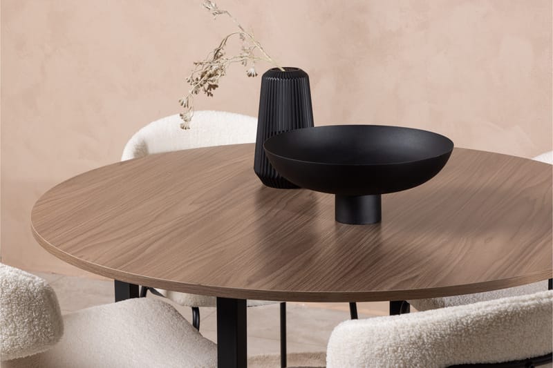 Durango Spisegruppe 120 cm Rund med 4 Chico Stole - Valnøtt - Møbler - Borde - Spisebordssæt