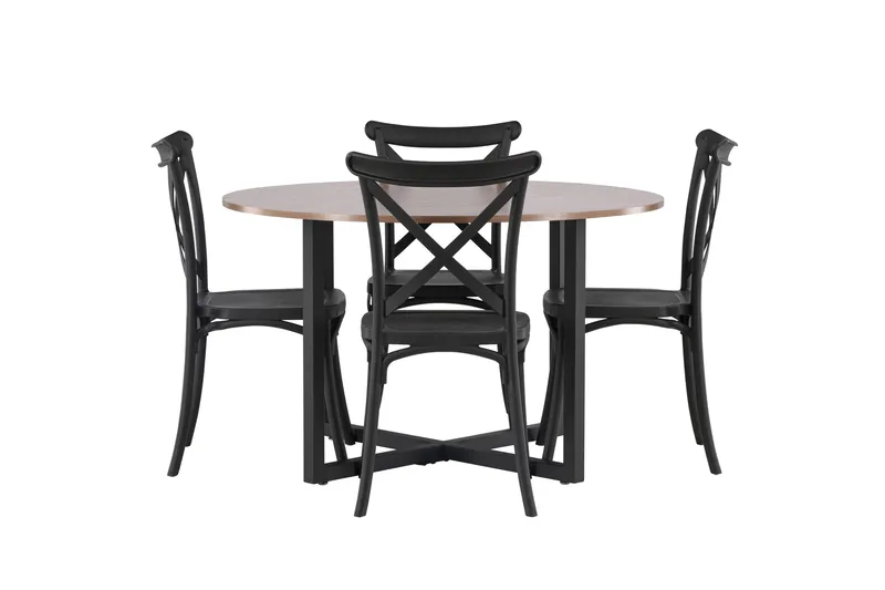 Durango Spisegruppe 120 cm Rund med 4 Crosett stole, Valnøtt
