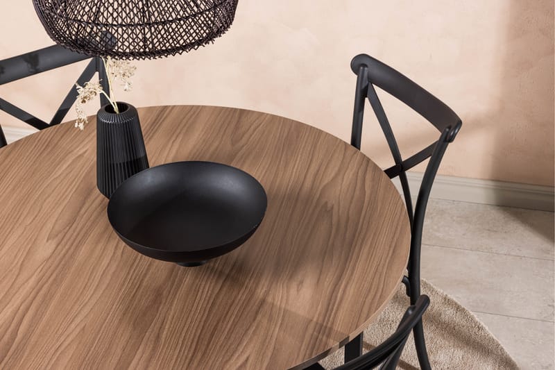 Durango Spisegruppe 120 cm Rund med 4 Crosett stole - Valnøtt - Møbler - Borde - Spisebordssæt
