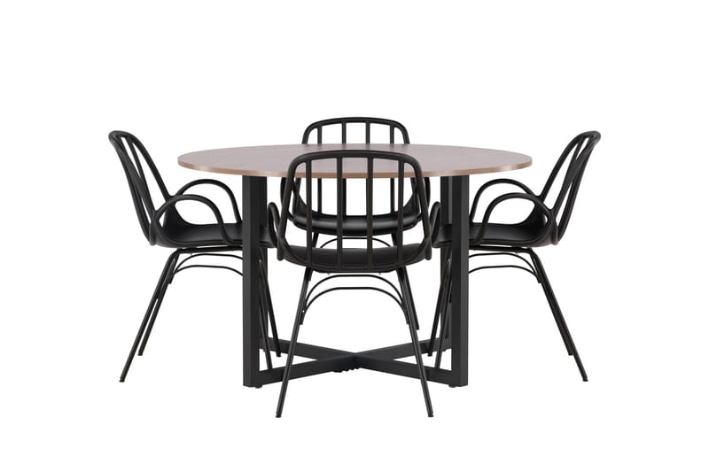 Durango Spisegruppe 120 cm Rund med 4 Dyrön Stole, Valnøtt