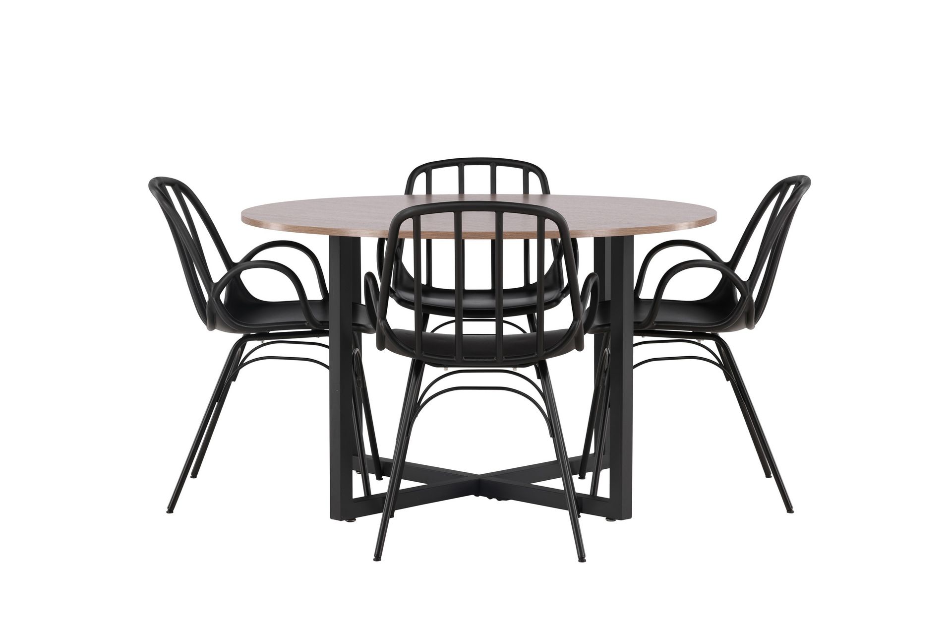 Durango Spisegruppe 120 cm Rund med 4 Dyrön Stole - Valnøtt - Møbler - Borde - Spisebordssæt