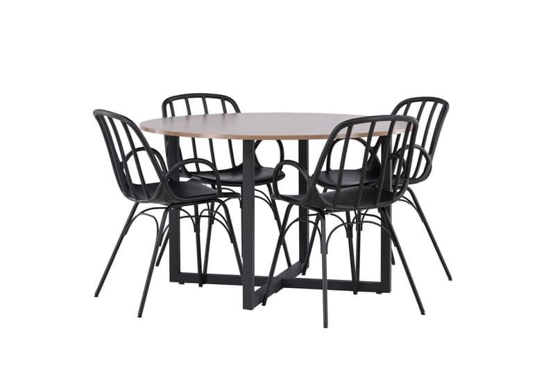 Durango Spisegruppe 120 cm Rund med 4 Dyrön Stole - Valnøtt - Møbler - Borde - Spisebordssæt