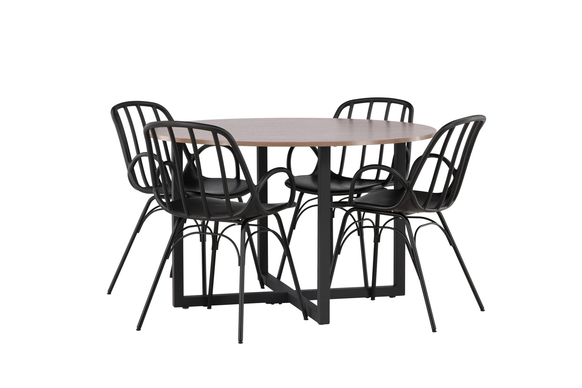 Durango Spisegruppe 120 cm Rund med 4 Dyrön Stole - Valnøtt - Møbler - Borde - Spisebordssæt