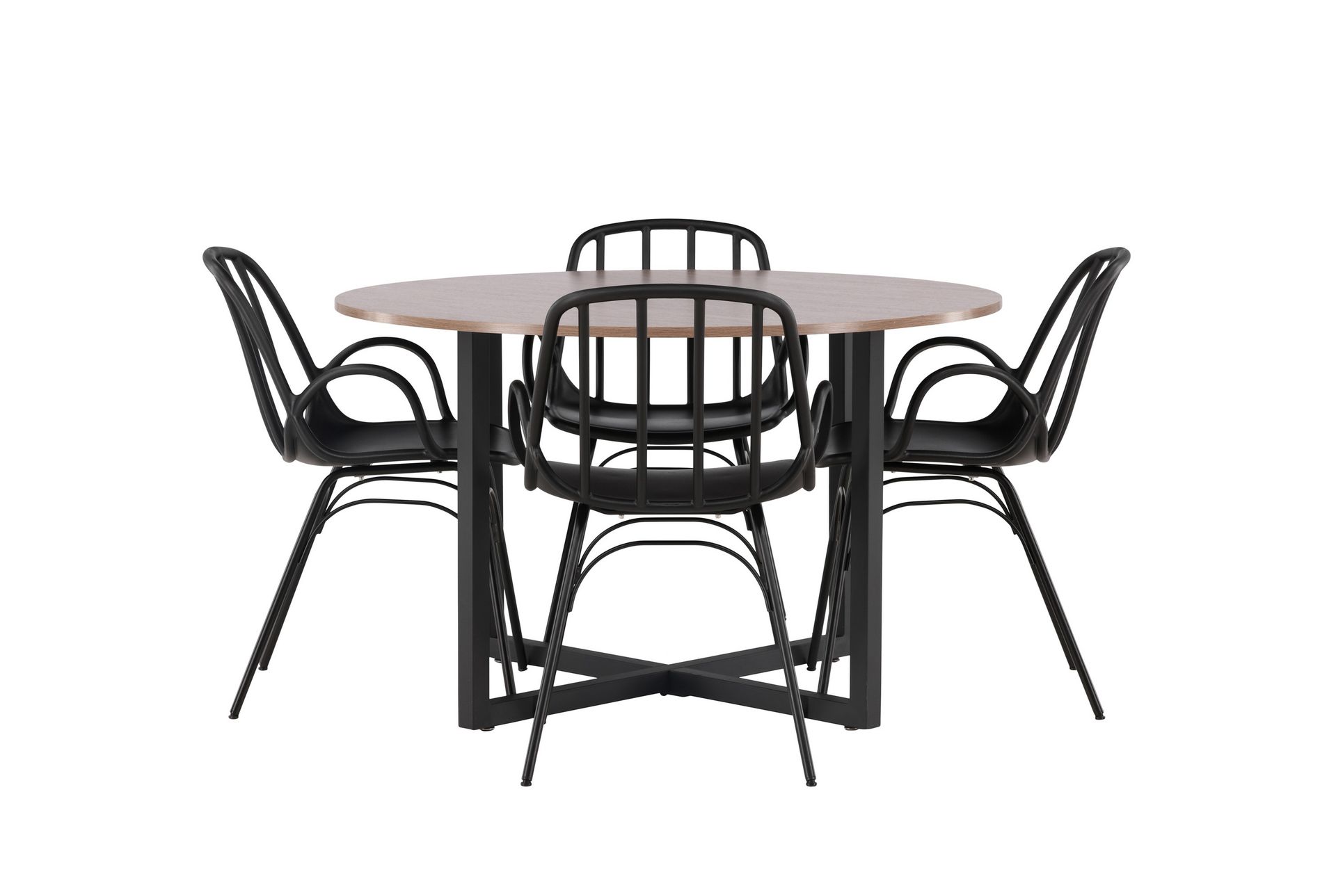 Durango Spisegruppe 120 cm Rund med 4 Dyrön Stole - Valnøtt - Møbler - Borde - Spisebordssæt
