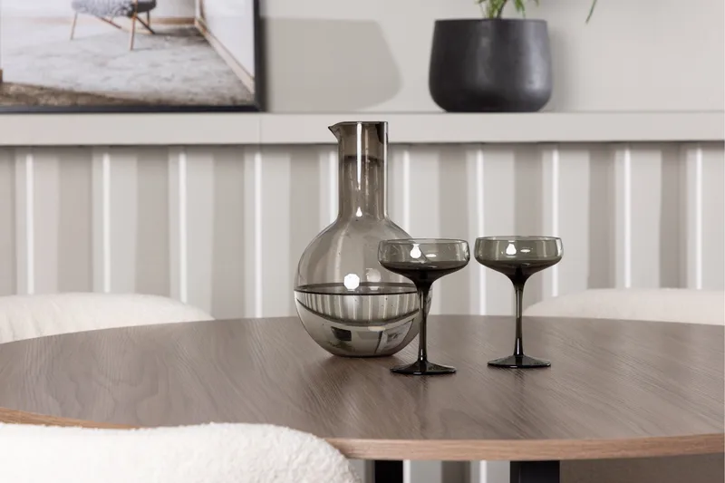 Durango Spisegruppe 120 cm Rund med 4 Edina Stole - Valnød - Møbler - Borde - Spisebordssæt