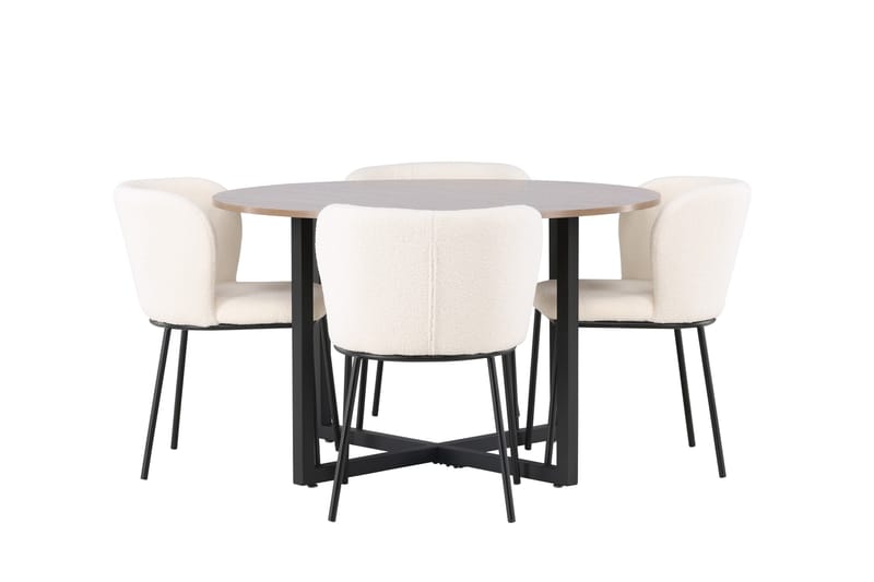 Durango Spisegruppe 120 cm Rund med 4 Edina Stole - Valnød - Møbler - Borde - Spisebordssæt