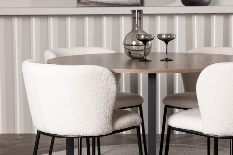 Durango Spisegruppe 120 cm Rund med 4 Edina Stole - Valnød - Møbler - Borde - Spisebordssæt