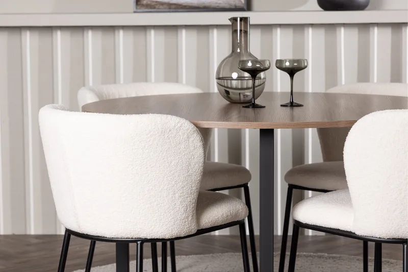 Durango Spisegruppe 120 cm Rund med 4 Edina Stole - Valnød - Møbler - Borde - Spisebordssæt