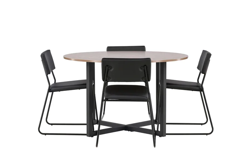 Durango Spisegruppe 120 cm Rund med 4 Kenth Stole - Valnøtt - Møbler - Borde - Spisebordssæt