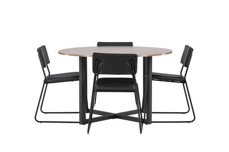Durango Spisegruppe 120 cm Rund med 4 Kenth Stole - Valnøtt - Møbler - Borde - Spisebordssæt