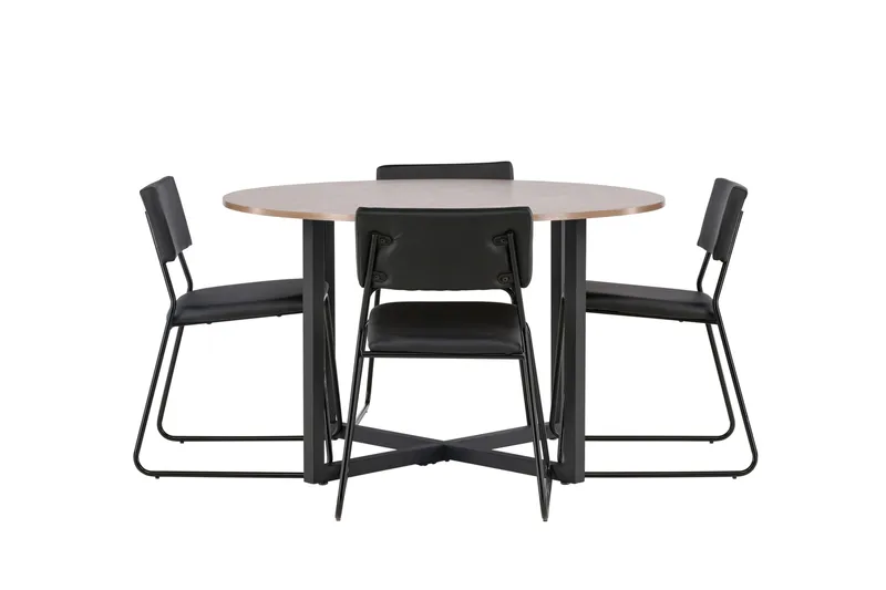 Durango Spisegruppe 120 cm Rund med 4 Kenth Stole, Valnøtt