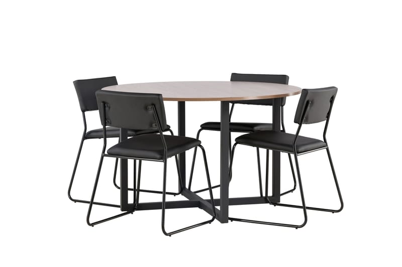 Durango Spisegruppe 120 cm Rund med 4 Kenth Stole - Valnøtt - Møbler - Borde - Spisebordss æt