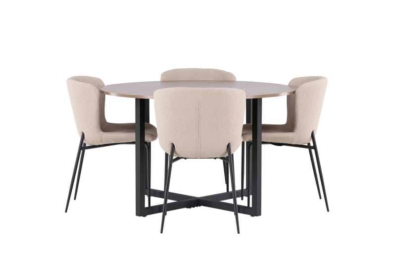 Durango Spisegruppe 120 cm Rund med 4 Modesto Stole, Valnøtt