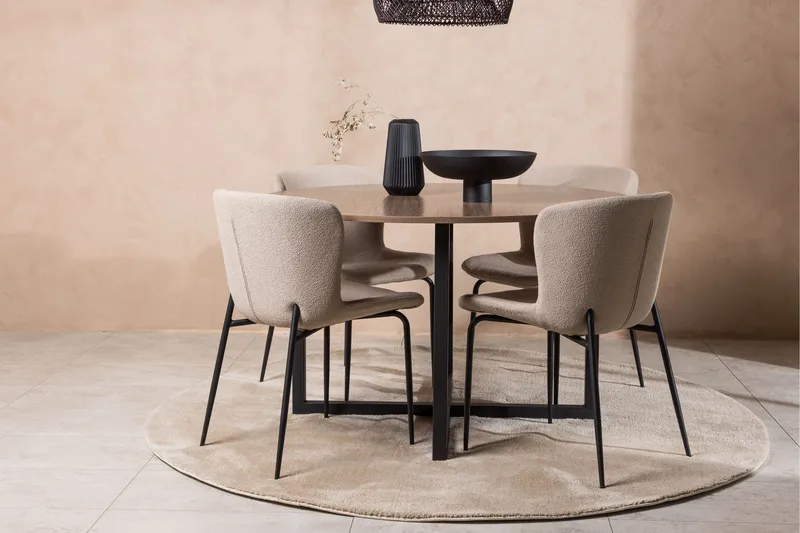 Durango Spisegruppe 120 cm Rund med 4 Modesto Stole - Valnøtt - Møbler - Borde - Spisebordssæt