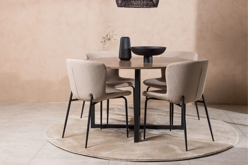Durango Spisegruppe 120 cm Rund med 4 Modesto Stole - Valnøtt - Møbler - Borde - Spisebordssæt
