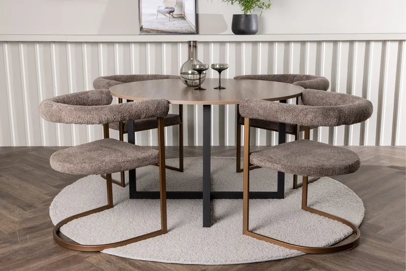 Durango Spisegruppe 120 cm Rund med 4 Morning stole - Valnøtt - Møbler - Borde - Spisebordssæt