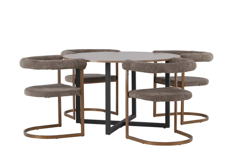Durango Spisegruppe 120 cm Rund med 4 Morning stole - Valnøtt - Møbler - Borde - Spisebordssæt