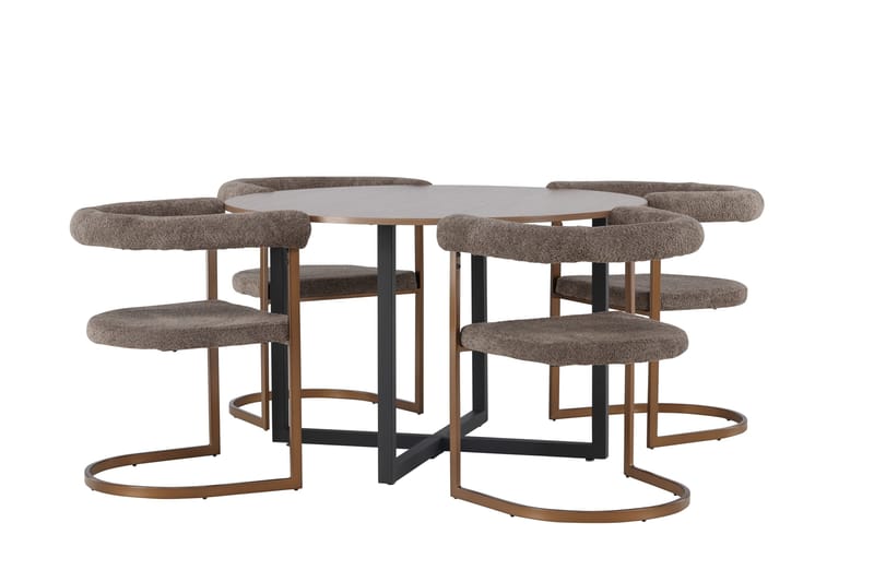 Durango Spisegruppe 120 cm Rund med 4 Morning stole - Valnøtt - Møbler - Borde - Spisebordssæt