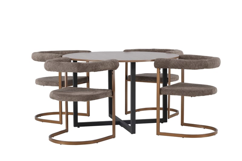 Durango Spisegruppe 120 cm Rund med 4 Morning stole - Valnøtt - Møbler - Borde - Spisebordssæt