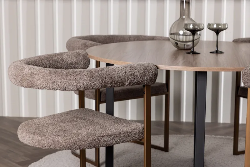 Durango Spisegruppe 120 cm Rund med 4 Morning stole - Valnøtt - Møbler - Borde - Spisebordssæt