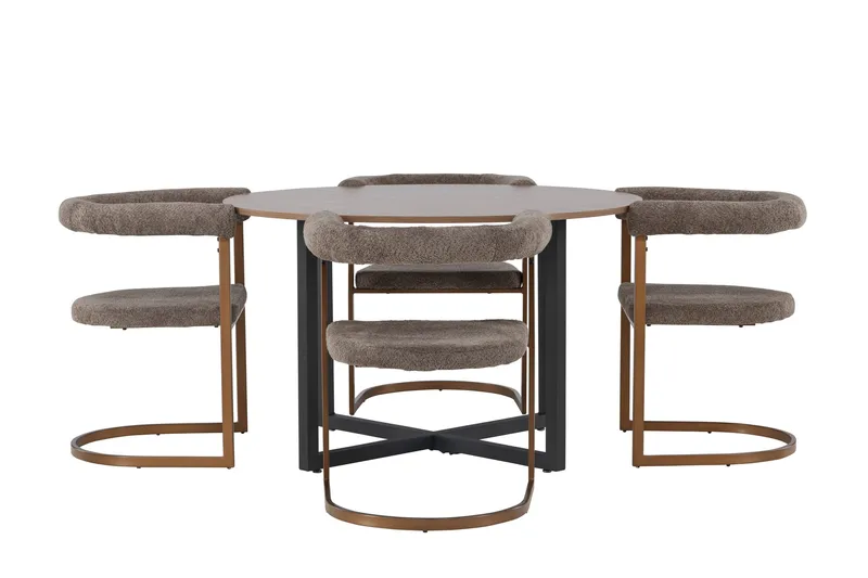 Durango Spisegruppe 120 cm Rund med 4 Morning stole, Valnøtt