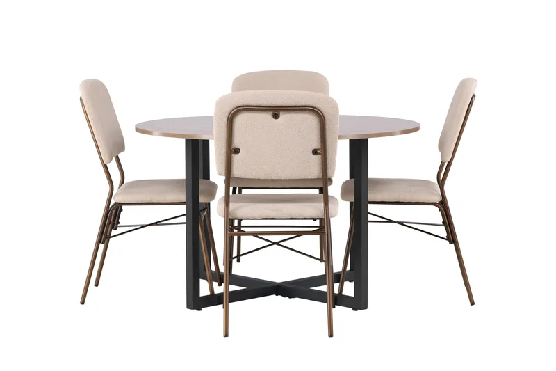 Durango Spisegruppe 120 cm Rund med 4 Seda stole, Valnøtt