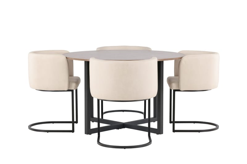 Durango Spisegruppe 120 cm Rund med 4 Simrishamn Stole, Valnøtt