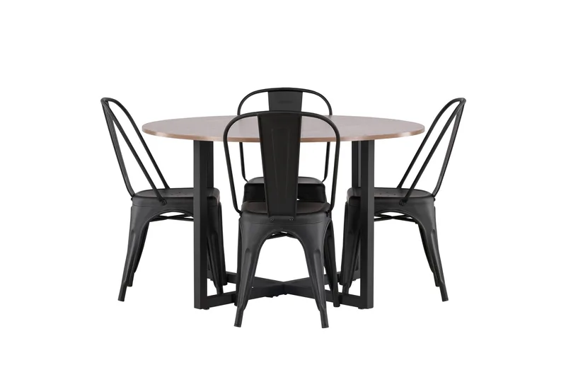 Durango Spisegruppe 120 cm Rund med 4 Tempe Stole, Valnød
