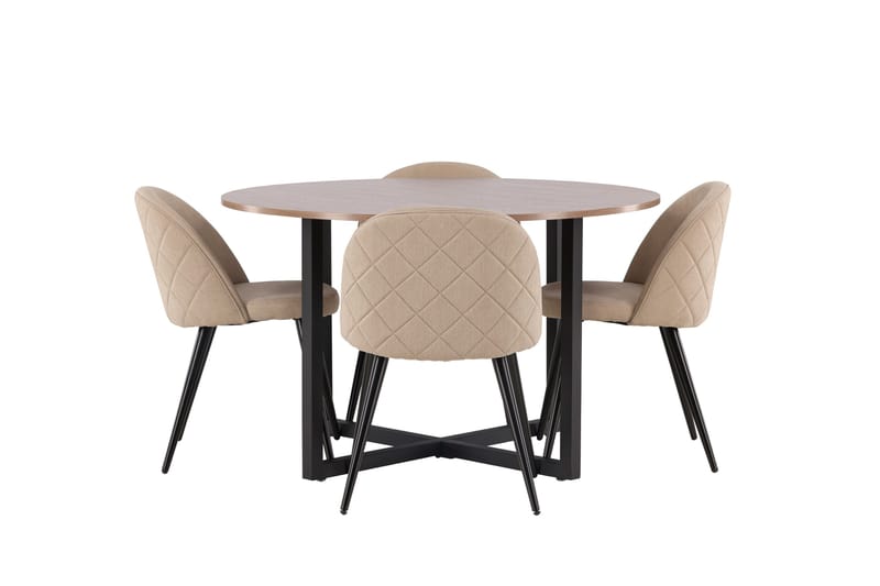 Durango Spisegruppe 120 cm Rund med 4 Velvets Stole - Valnøtt - Møbler - Borde - Spisebordssæt