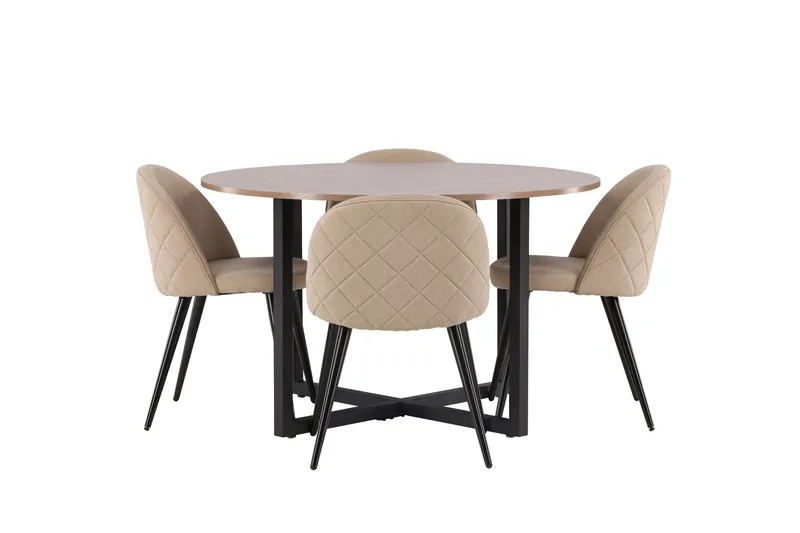 Durango Spisegruppe 120 cm Rund med 4 Velvets Stole, Valnøtt