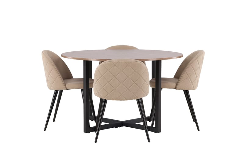 Durango Spisegruppe 120 cm Rund med 4 Velvets Stole, Valnøtt