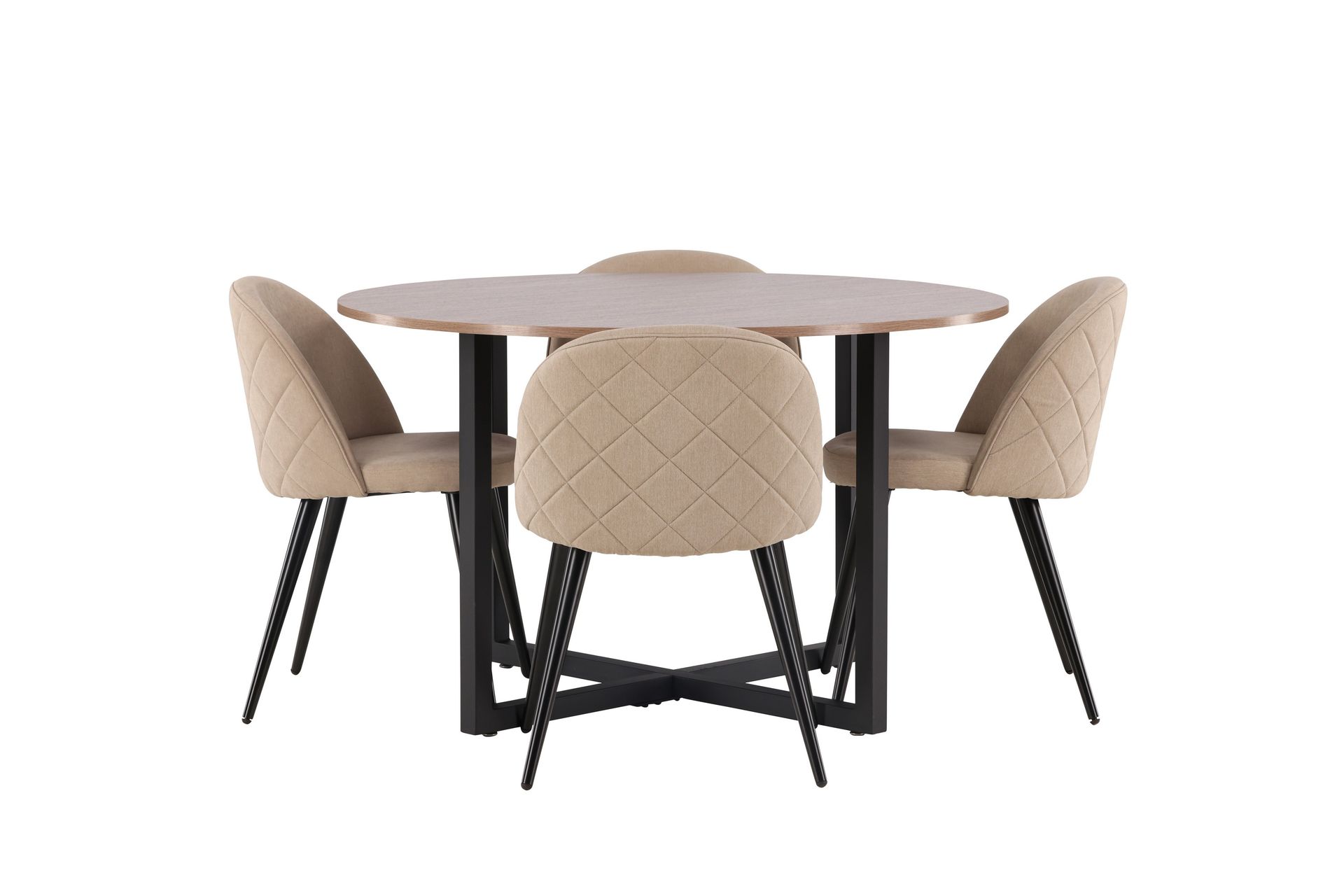 Durango Spisegruppe 120 cm Rund med 4 Velvets Stole - Valnøtt - Møbler - Borde - Spisebordssæt