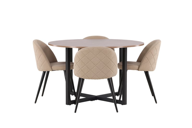 Durango Spisegruppe 120 cm Rund med 4 Velvets Stole - Valnøtt - Møbler - Borde - Spisebordssæt