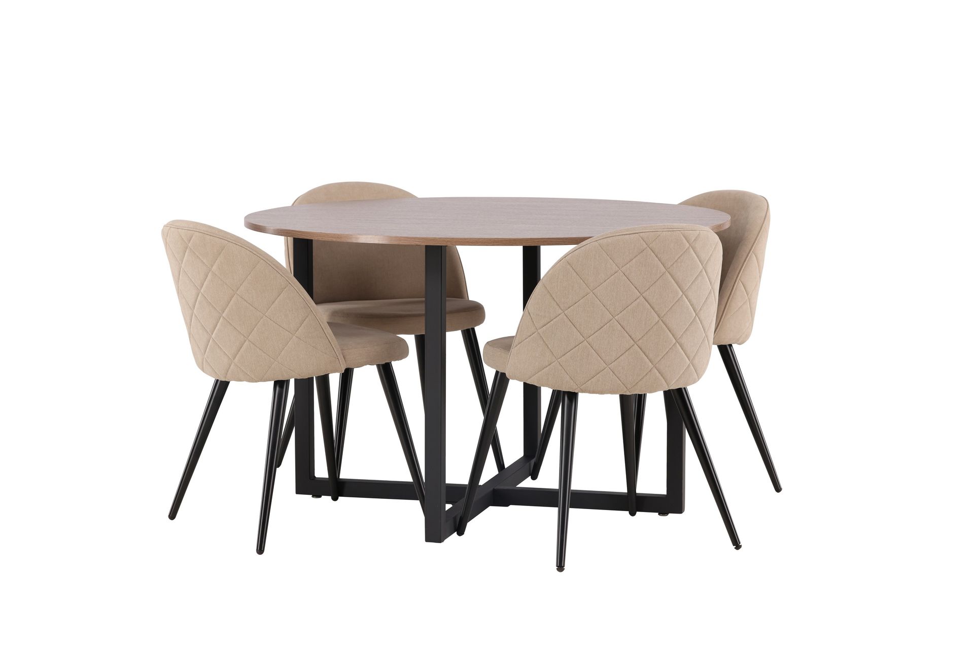 Durango Spisegruppe 120 cm Rund med 4 Velvets Stole - Valnøtt - Møbler - Borde - Spisebordssæt