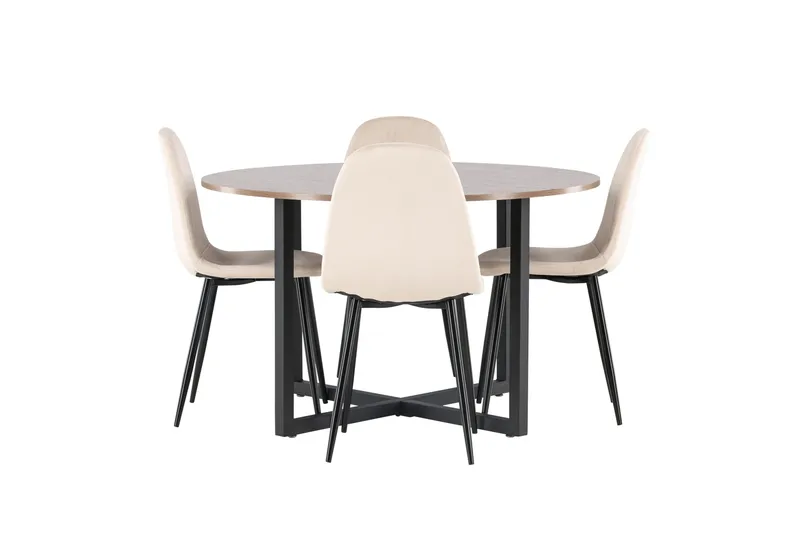 Durango Spisegruppe 120 cm Rund med 4 Polar Stole - Valnøtt - Møbler - Borde - Spisebordssæt
