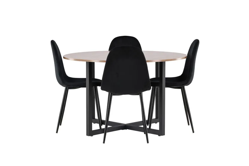 Durango Spisegruppe 120 cm Rund med 4 Polar Stole - Valnøtt - Møbler - Borde - Spisebordssæt