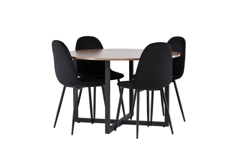 Durango Spisegruppe 120 cm Rund med 4 Polar Stole - Valnøtt - Møbler - Borde - Spisebordssæt