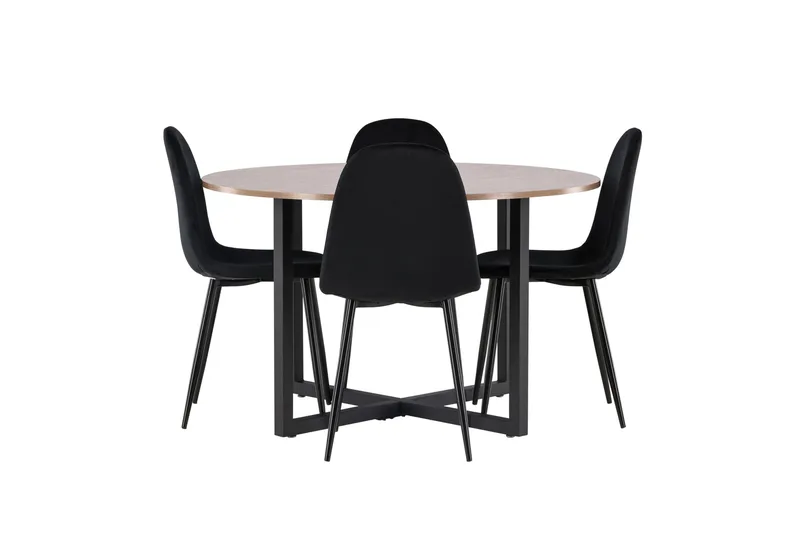 Durango Spisegruppe 120 cm Rund med 4 Polar Stole, Valnøtt
