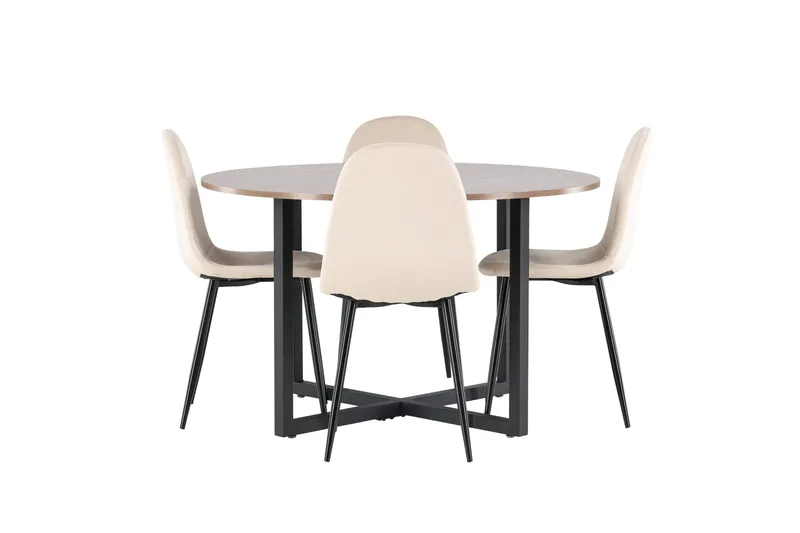Durango Spisegruppe 120 cm Rund med 4 Polar Stole, Valnøtt