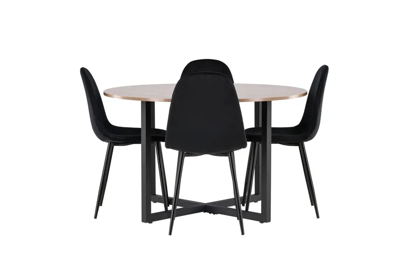 Durango Spisegruppe 120 cm Rund med 4 Polar Stole - Valnøtt - Møbler - Borde - Spisebordssæt