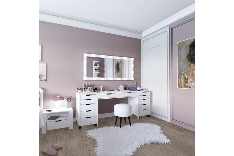 Durusu Sminkebord 200 cm - Mat hvid - Møbler - Borde - Sminkebord & konsolbord