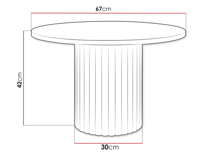 Durvan Rundt Sofabord med Riflet Søjle 67 cm i Træ - Beige - Møbler - Borde - Sofabord