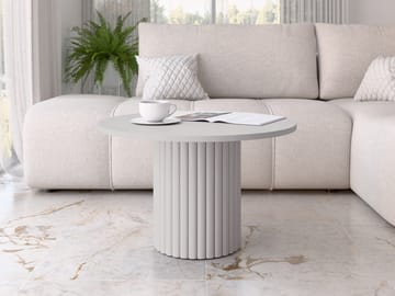 Durvan Rundt Sofabord med Riflet Søjle 67 cm i Træ - Beige - Møbler - Borde - Sofabord