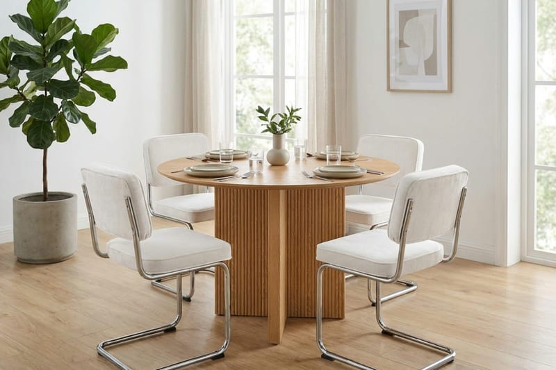 Edda Rundt Spisebord 110 cm Finér - Eg - Møbler - Borde - Spisebord og køkkenbord