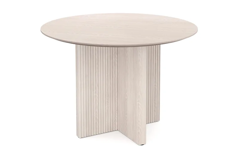 Edda Rundt Spisebord 110 cm Finér - Hvidlaseret - Møbler - Borde - Spisebord og køkkenbord