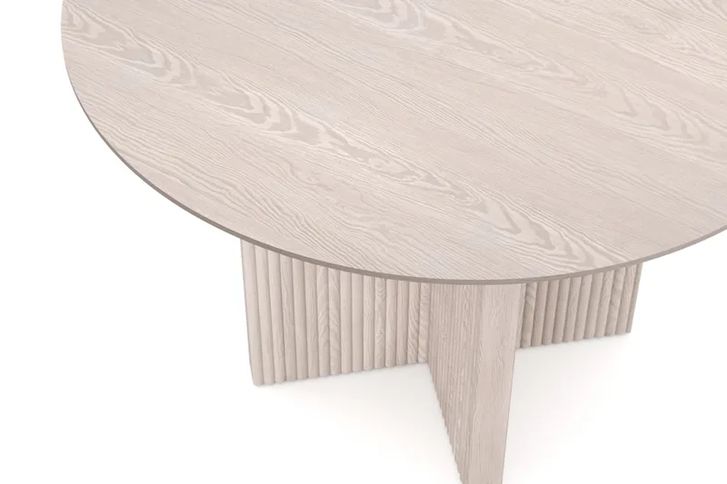 Edda Rundt Spisebord 110 cm Finér - Hvidlaseret - Møbler - Borde - Spisebord og køkkenbord
